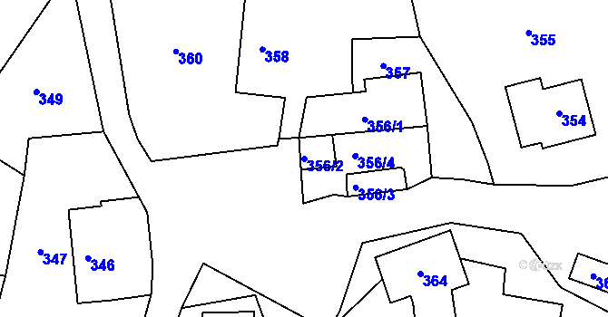 Parcela st. 356/2 v KÚ Lhota u Příbramě, Katastrální mapa