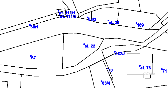 Parcela st. 22 v KÚ Lhota u Trutnova, Katastrální mapa