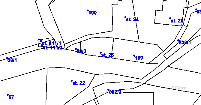 Parcela st. 23 v KÚ Lhota u Trutnova, Katastrální mapa