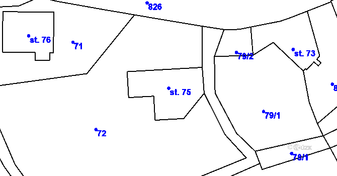 Parcela st. 75 v KÚ Lhota u Trutnova, Katastrální mapa