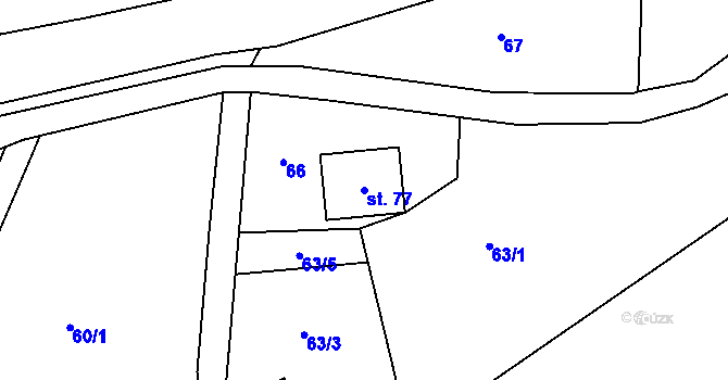 Parcela st. 77 v KÚ Lhota u Trutnova, Katastrální mapa