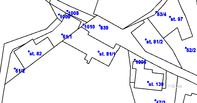 Parcela st. 81/1 v KÚ Lhota u Trutnova, Katastrální mapa