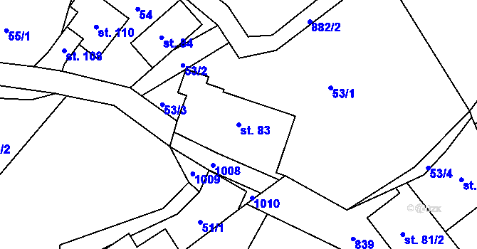 Parcela st. 83 v KÚ Lhota u Trutnova, Katastrální mapa