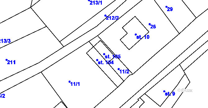 Parcela st. 105 v KÚ Lhota u Trutnova, Katastrální mapa