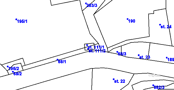 Parcela st. 111/1 v KÚ Lhota u Trutnova, Katastrální mapa