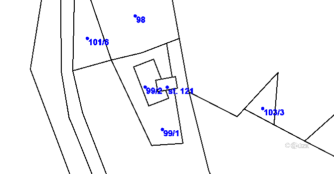 Parcela st. 121 v KÚ Lhota u Trutnova, Katastrální mapa