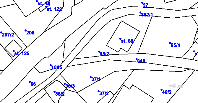 Parcela st. 55/2 v KÚ Lhota u Trutnova, Katastrální mapa
