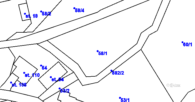 Parcela st. 58/1 v KÚ Lhota u Trutnova, Katastrální mapa