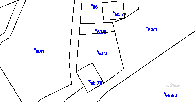 Parcela st. 63/3 v KÚ Lhota u Trutnova, Katastrální mapa