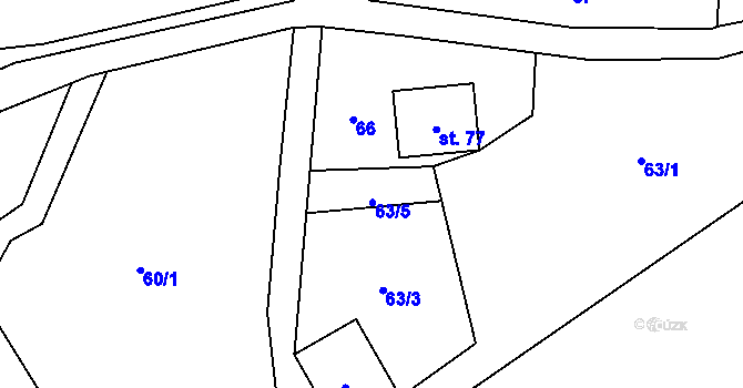 Parcela st. 63/5 v KÚ Lhota u Trutnova, Katastrální mapa
