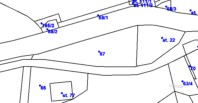 Parcela st. 67 v KÚ Lhota u Trutnova, Katastrální mapa