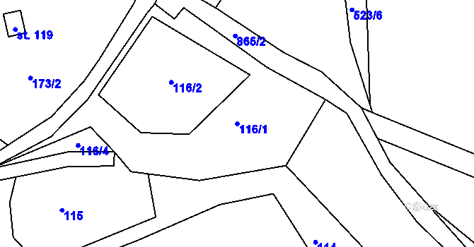 Parcela st. 116/1 v KÚ Lhota u Trutnova, Katastrální mapa