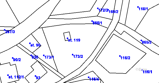 Parcela st. 173 v KÚ Lhota u Trutnova, Katastrální mapa