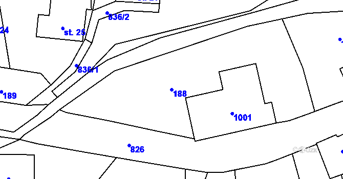 Parcela st. 188 v KÚ Lhota u Trutnova, Katastrální mapa