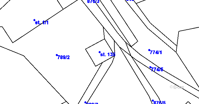 Parcela st. 135 v KÚ Lhota u Trutnova, Katastrální mapa