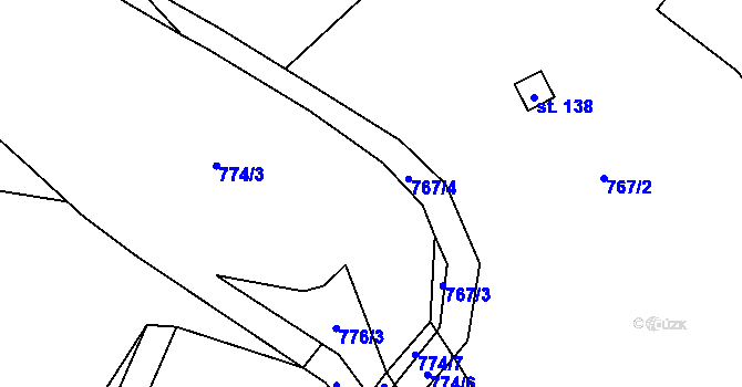 Parcela st. 767/5 v KÚ Lhota u Trutnova, Katastrální mapa
