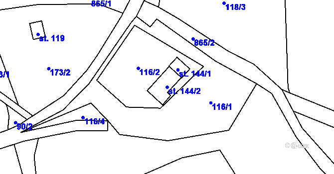 Parcela st. 144/2 v KÚ Lhota u Trutnova, Katastrální mapa