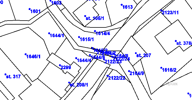 Parcela st. 2164/6 v KÚ Lhota u Vsetína, Katastrální mapa