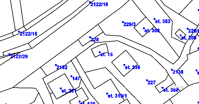 Parcela st. 15 v KÚ Lhota u Vsetína, Katastrální mapa