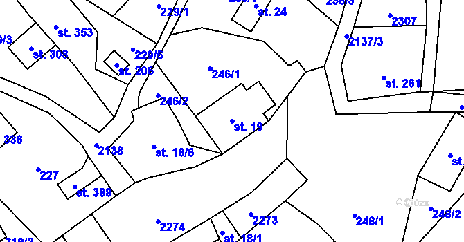 Parcela st. 19 v KÚ Lhota u Vsetína, Katastrální mapa