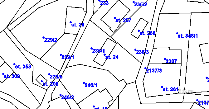 Parcela st. 24 v KÚ Lhota u Vsetína, Katastrální mapa