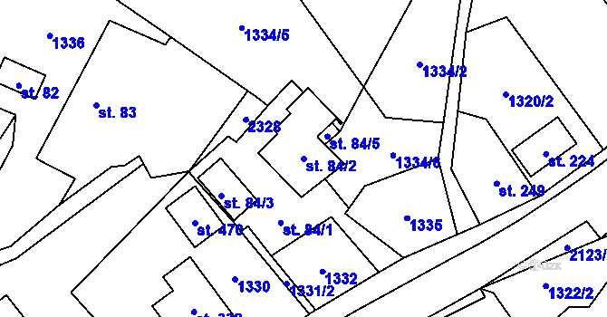 Parcela st. 84/2 v KÚ Lhota u Vsetína, Katastrální mapa