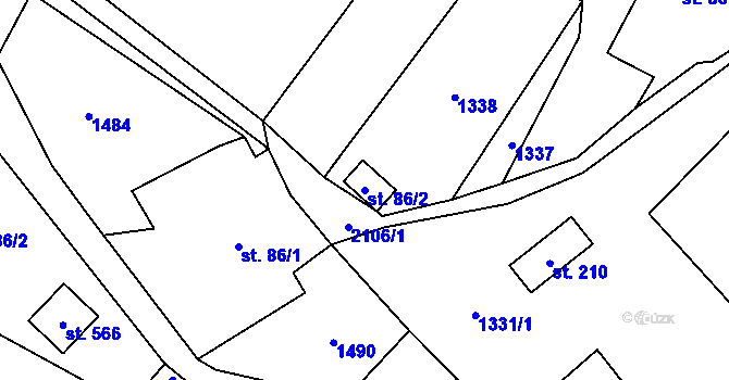 Parcela st. 86/2 v KÚ Lhota u Vsetína, Katastrální mapa