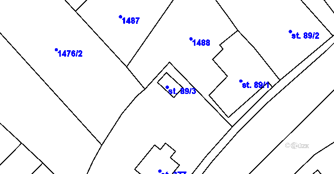 Parcela st. 89/3 v KÚ Lhota u Vsetína, Katastrální mapa