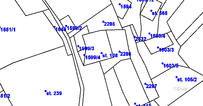 Parcela st. 108 v KÚ Lhota u Vsetína, Katastrální mapa