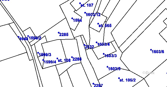 Parcela st. 111/4 v KÚ Lhota u Vsetína, Katastrální mapa