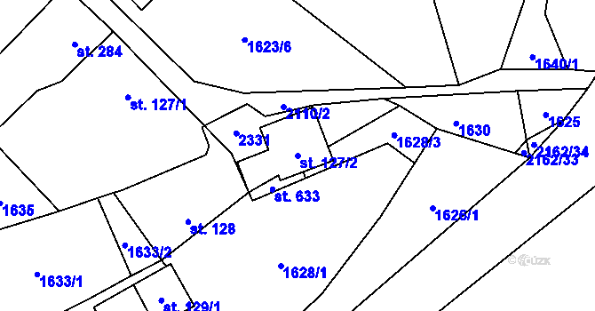 Parcela st. 127/2 v KÚ Lhota u Vsetína, Katastrální mapa