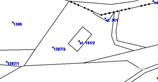 Parcela st. 161/2 v KÚ Lhota u Vsetína, Katastrální mapa