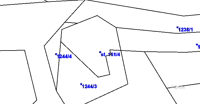 Parcela st. 161/4 v KÚ Lhota u Vsetína, Katastrální mapa