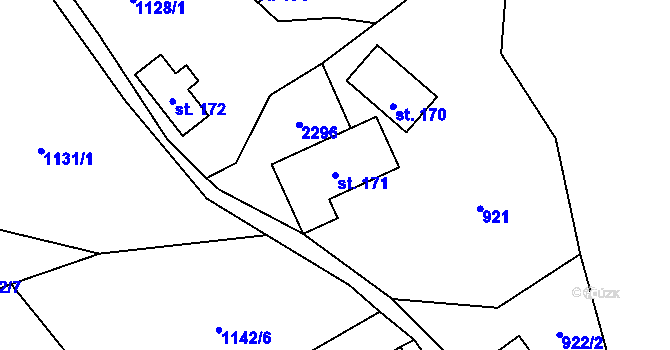 Parcela st. 171 v KÚ Lhota u Vsetína, Katastrální mapa