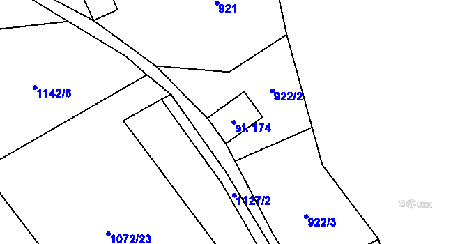 Parcela st. 174 v KÚ Lhota u Vsetína, Katastrální mapa