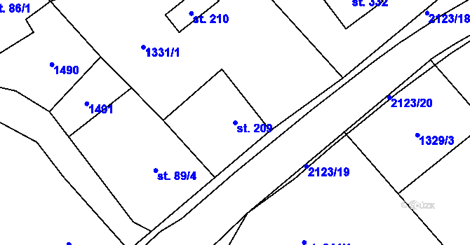 Parcela st. 209 v KÚ Lhota u Vsetína, Katastrální mapa