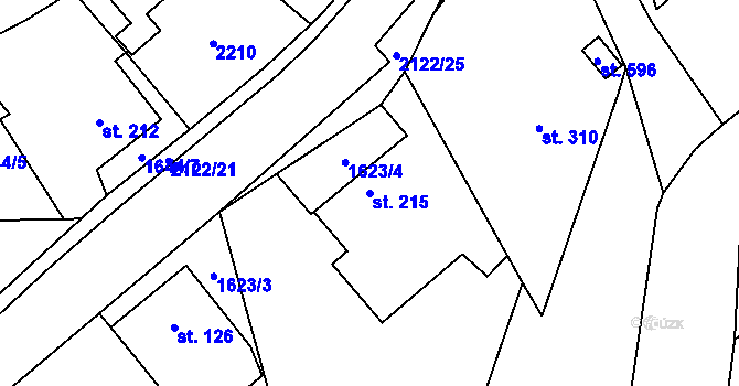 Parcela st. 215 v KÚ Lhota u Vsetína, Katastrální mapa