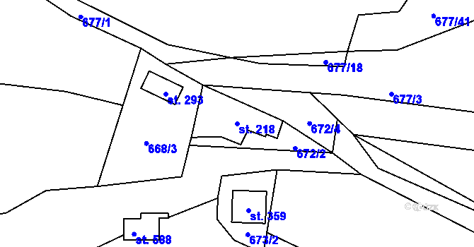 Parcela st. 218 v KÚ Lhota u Vsetína, Katastrální mapa