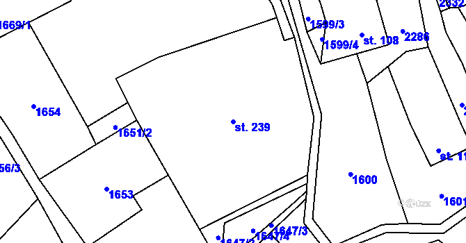 Parcela st. 239 v KÚ Lhota u Vsetína, Katastrální mapa