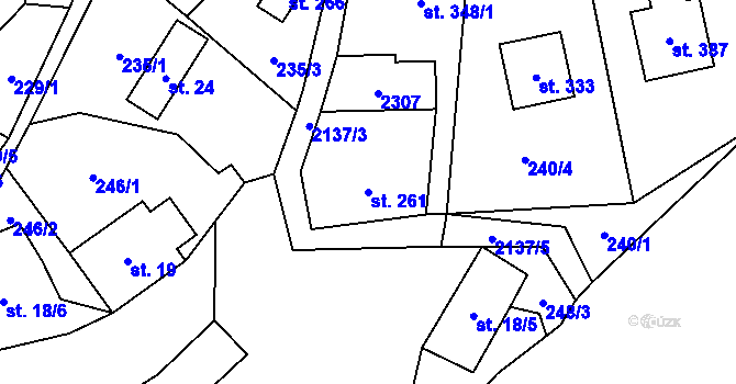 Parcela st. 261 v KÚ Lhota u Vsetína, Katastrální mapa