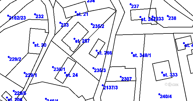 Parcela st. 266 v KÚ Lhota u Vsetína, Katastrální mapa
