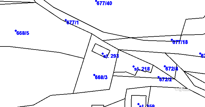 Parcela st. 293 v KÚ Lhota u Vsetína, Katastrální mapa