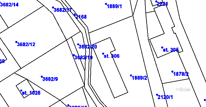 Parcela st. 306 v KÚ Lhota u Vsetína, Katastrální mapa