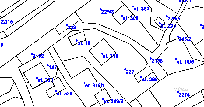 Parcela st. 336 v KÚ Lhota u Vsetína, Katastrální mapa