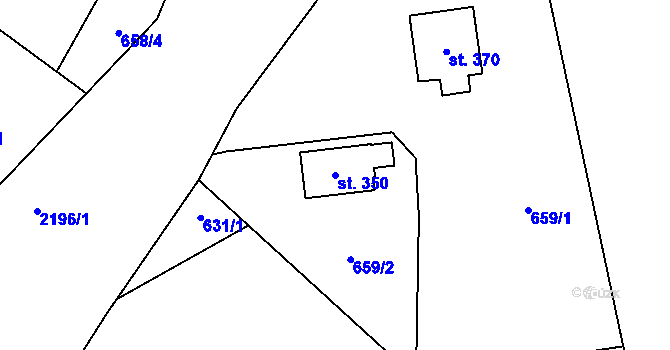 Parcela st. 350 v KÚ Lhota u Vsetína, Katastrální mapa