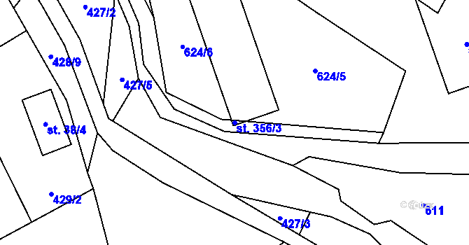Parcela st. 356/3 v KÚ Lhota u Vsetína, Katastrální mapa
