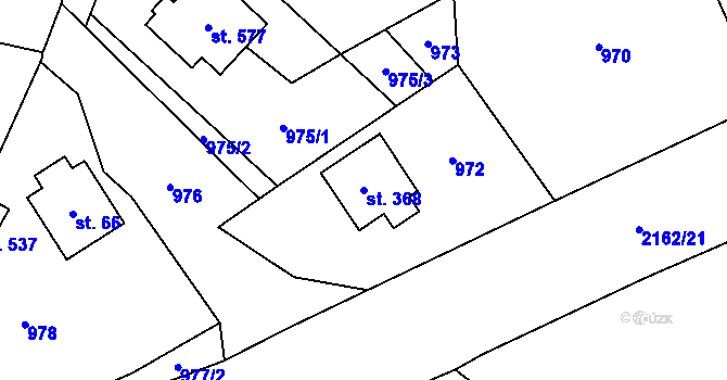 Parcela st. 368 v KÚ Lhota u Vsetína, Katastrální mapa