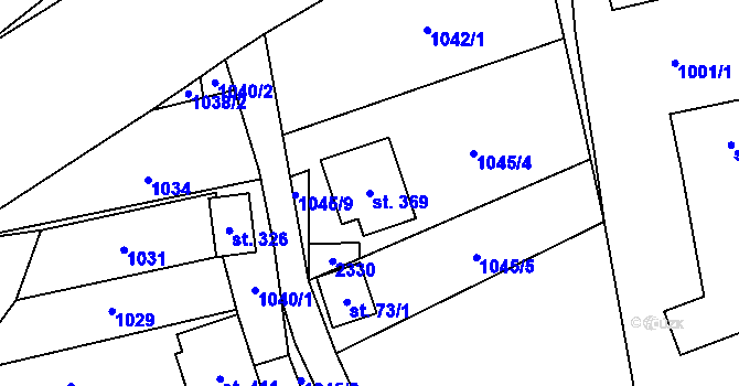 Parcela st. 369 v KÚ Lhota u Vsetína, Katastrální mapa