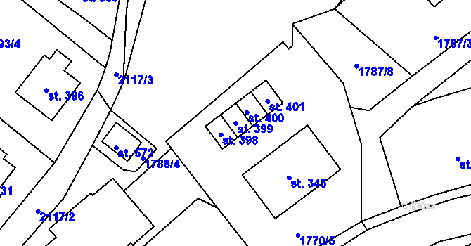 Parcela st. 399 v KÚ Lhota u Vsetína, Katastrální mapa