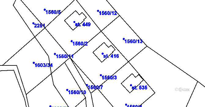 Parcela st. 416 v KÚ Lhota u Vsetína, Katastrální mapa